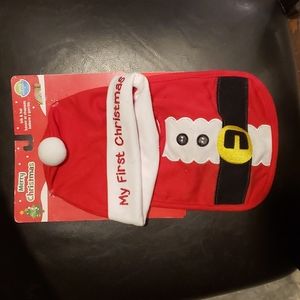 Baby's first Christmas hat and bib